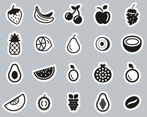 Fruit Or Fruits Icon Black & White Sticker Set Big