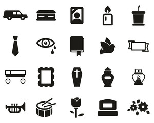 Funeral Or Funeral Ceremony Icons Black & White Set big