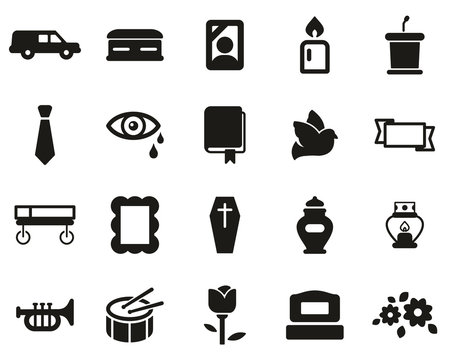 Funeral Or Funeral Ceremony Icons Black & White Set big