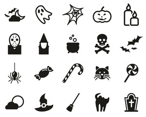 Halloween Holiday & Culture Icons Black & White Set Big