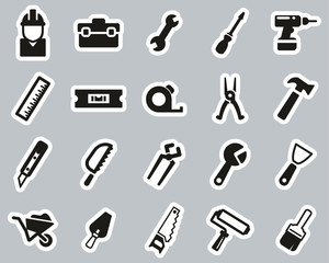 Handyman Tools & Equipment Icons Black & White Sticker Set Big