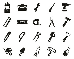Handyman Tools & Equipment Icons Black & White Set Big