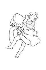 Hand drawn adorable baby line silhouette, stylized ink illustration. Cute simple vector illustration. Perfect for cards, posters, design,