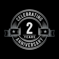 2 years anniversary celebration logotype. Vector and illustration.