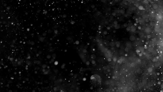 Slow movement of connecting microparticles in space on a black background 1920x1080