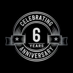 6 years anniversary celebration logotype. Vector and illustration.