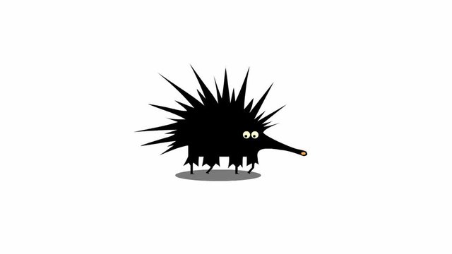 Cute echidna walking (seamless loop animation) 