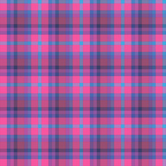 Checkered background in bright pink, blue, purple and dark blue tones. Seamless pattern for your design.