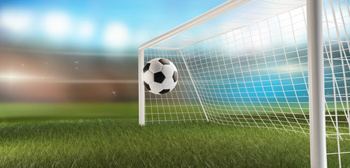 soccer football ball and soccer goal 3d-illustration