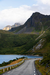 Road by the sea in Lofoten islands, Norway