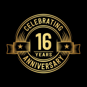 16 years anniversary celebration logotype. Vector and illustration.