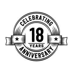 18 years anniversary celebration logotype. Vector and illustration.