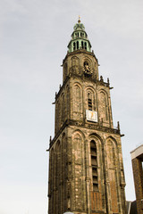 Fototapeta na wymiar Martinitoren in Groningen, the highest church steeple in the city of Groningen, Netherlands