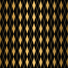 Diamond pattern motif. Seamless gold and black background