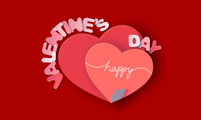 Happy Valentines Day card vector PAPER ART