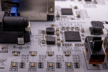 closeup of electronic circuit board