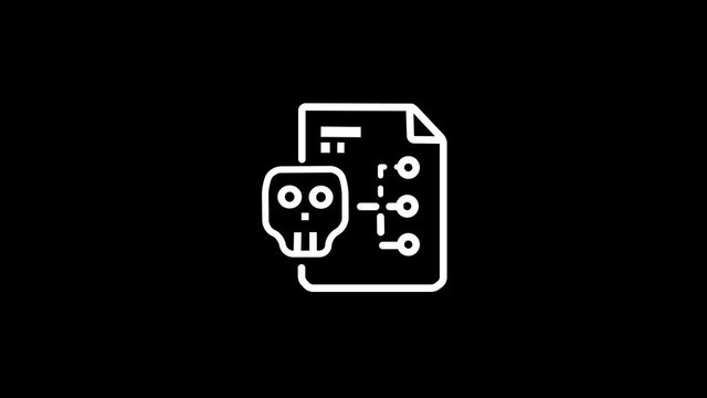 Simple lines form a hacker-infected file Flat Designer icon animation