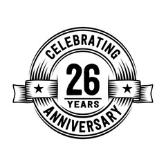 26 years anniversary celebration logotype. Vector and illustration.