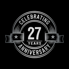 27 years anniversary celebration logotype. Vector and illustration.