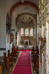 Fototapeta na wymiar Parish Church of St. Peter in Tirol, South Tyrol. Italy.
