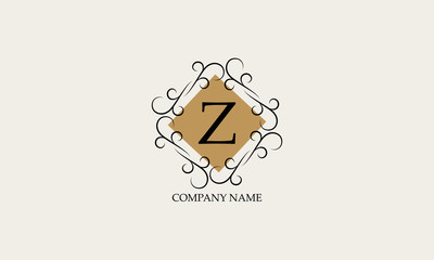 Stylish elegant Z. logo. Business style and brand of the company, emblem for cafes, bars, restaurants, hotels, boutiques.