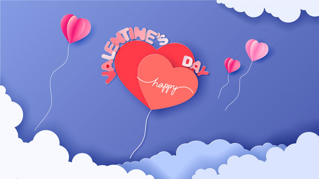Happy Valentines Day card vector PAPER ART