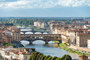 Fototapeta na wymiar Panoramic view of Florence and Ponte Vecchio.