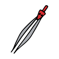 Simple doodle style compass. The element is hand-drawn and isolated on a white background. Black and white vector