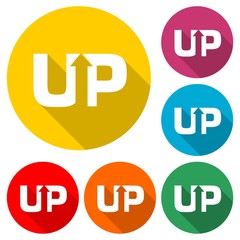 Word UP icon with long shadow