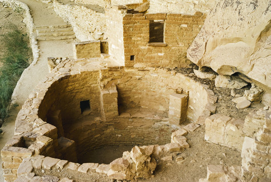 Kiva, a Round Ceremonial Room in Cliff Palace Ruins, Mesa Verde National Park, Colorad, United States