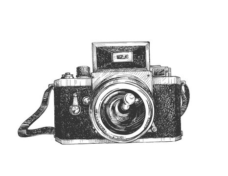 Old style retro mirror photo camera