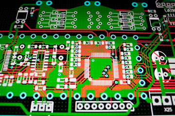 Fototapeta premium PCB electric circuit on the PC screen