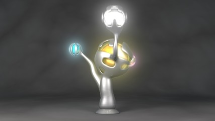 3D rendering of a futuristic lamp similar to an iron alien tree. An object of unusual, cosmic design, a model for development, an illustration for background screensavers and images. Abstract design.