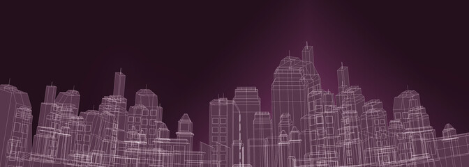 Fototapeta na wymiar futuristic city render