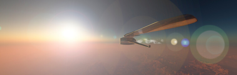airplane prototype furrowing the sky