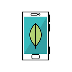 smartphone with leaf ecology icon
