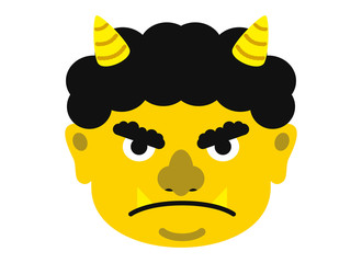 イラスト：鬼 おに オニ 節分 豆まき 素材 表情 顔 黄鬼 キイロオニ 黄 きいろ（ベクター有）