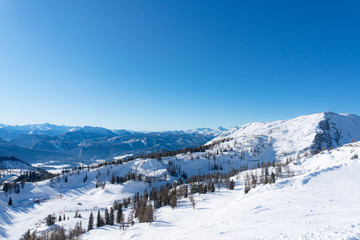 Fototapeta na wymiar Tauplitz Alm panorama of the skiing resort in Steiermark, Austria