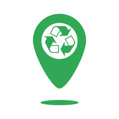 Icône de symbole de recyclage, Icône de recyclage de l'emplacement, Réutilisez le pointeur de la carte