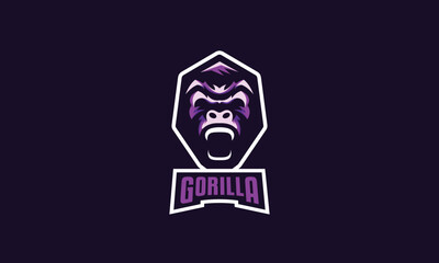 Modern and illustrative Gorilla mascot logo.