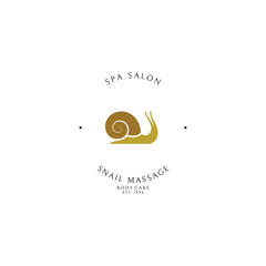 Spa salon. Snail massage. Logo template 