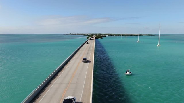 Aerial view of Seven Mile Bridge on the way to Key West, Florida Keys, USA