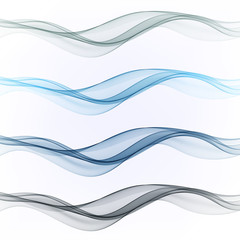 Set of abstract blue waves. Vector illustration EPS 10