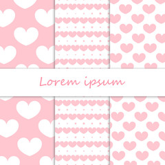 Cute pattern set. Pink color. Love day. Vector.