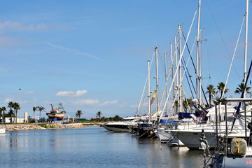 Obraz premium Leisure port, sports port Marina de las Dunas in Guardamar del Segura, Alicante. Spain. Europe. September 23, 2019