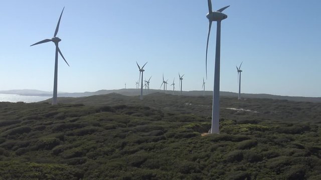 Wind turbines on a wind farm