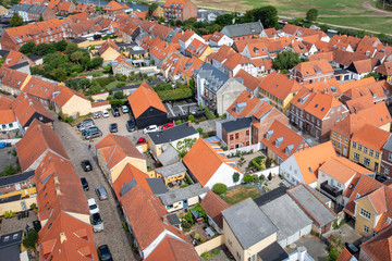 Fototapeta na wymiar Red roof in Ribe city Denmark 
