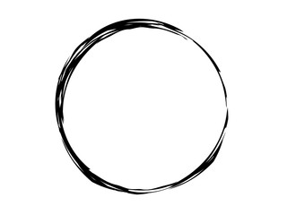 Grunge circle made of black paint on the white background.Grunge oval shape made for marking.