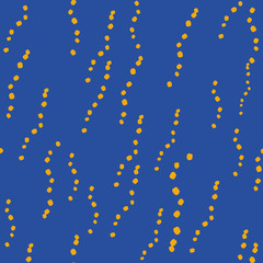 Vector seamless pattern ginko wax with yellow dots and blue background