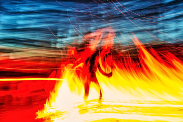 running man at night fire